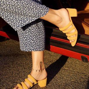 NEW & Other Stories heeled suede yellow sandals 7M